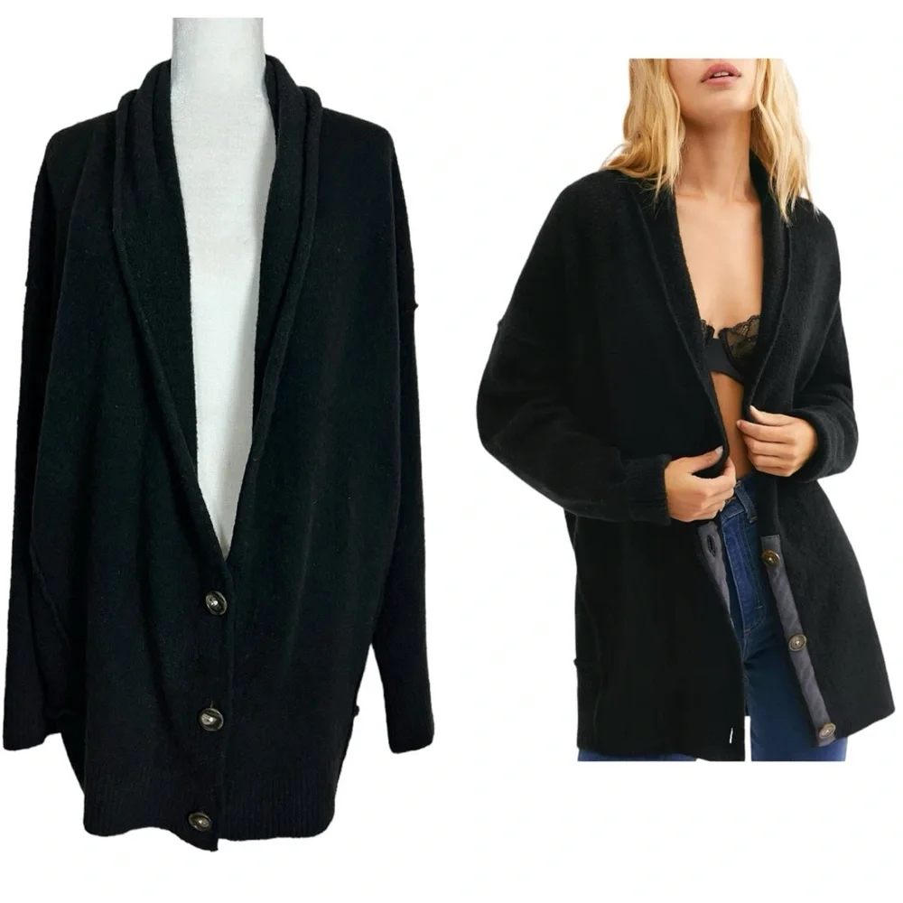 Free People Eucalyptus Long Cardigan Size Small in Black